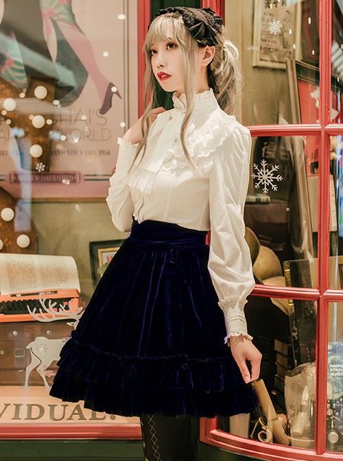 Multicolor Velvet Elegant Classic Lolita Thickening Short Style Skirt