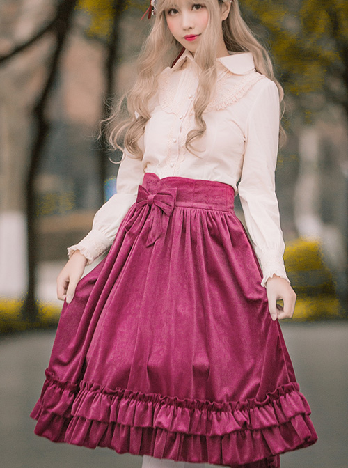 Multicolor Velvet Elegant Classic Lolita Thickening Short Style Skirt