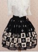 Alice Chess Grid Cute Printing Black Lace Sweet Lolita Skirt