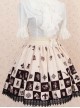 Alice Chess Grid Cute Printing Black Lace Sweet Lolita Skirt