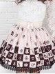 Alice Chess Grid Cute Printing Black Lace Sweet Lolita Skirt