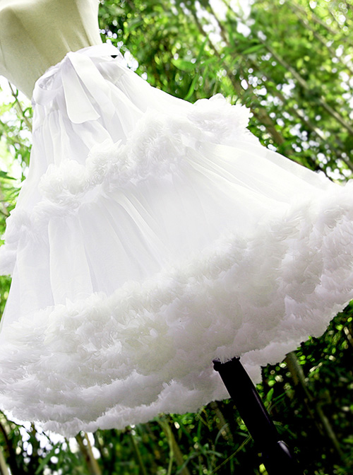 Violence Super Fluffy Cotton Candy Two Layers Sweet Lolita Medium Length Soft Yarn Petticoat