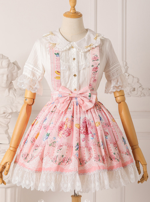 Blueberry Berry Series Bowknot Daily Suspenders Sweet Lolita Skirt