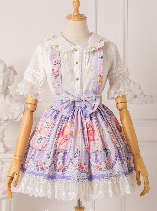 Blueberry Berry Series Bowknot Daily Suspenders Sweet Lolita Skirt