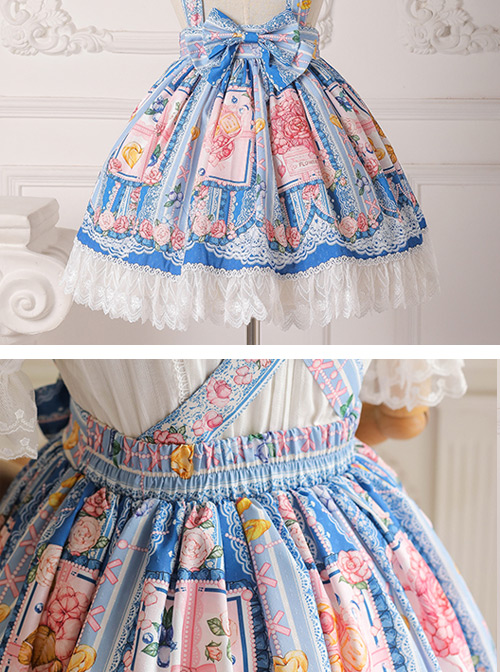 Blueberry Berry Series Bowknot Daily Suspenders Sweet Lolita Skirt