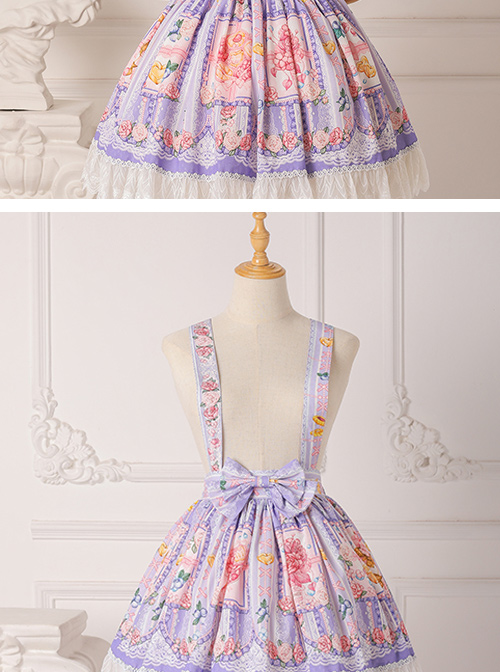 Blueberry Berry Series Bowknot Daily Suspenders Sweet Lolita Skirt