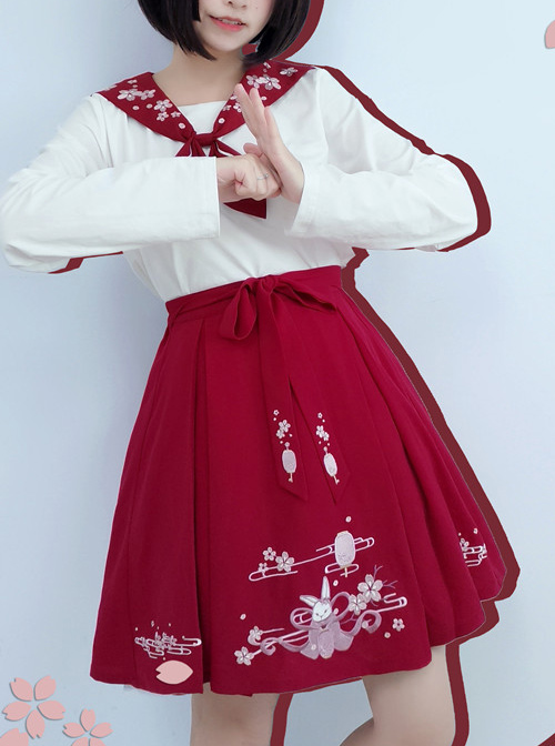 Sakura Rabbit Series Embroidery Sweet Lolita Skirt