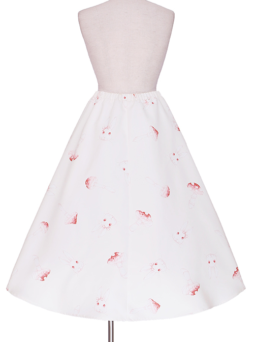 Mushroom Rabbit Series Printing Sweet Lolita Apricot Long Skirt