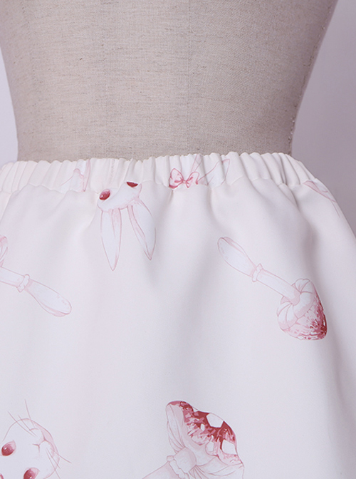 Mushroom Rabbit Series Printing Sweet Lolita Apricot Long Skirt