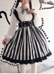 Lazy Kitten Series Black White Stripes Sweet Lolita Sling Skirt