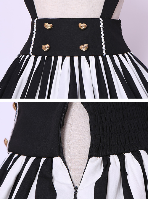 Lazy Kitten Series Black White Stripes Sweet Lolita Sling Skirt