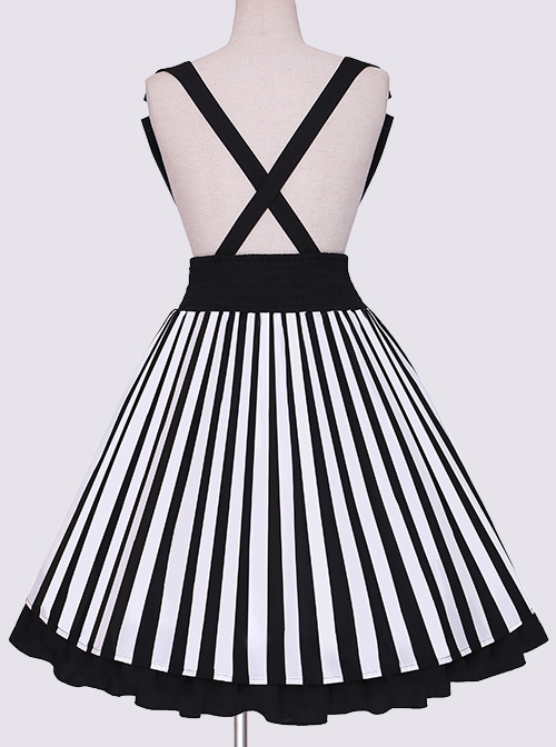 Lazy Kitten Series Black White Stripes Sweet Lolita Sling Skirt