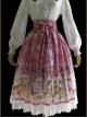 Cute Little Bears Printing Sk High Waist Sweet Lolita Medium-length Skirt