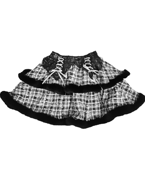 Christmas Sacrificial Night Series Gothic Snowflake Plaid Cake Skirt