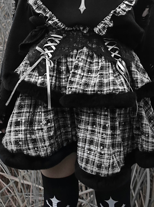 Christmas Sacrificial Night Series Gothic Snowflake Plaid Cake Skirt