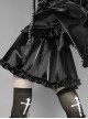 Gothic Black PU Soft Leather Frill Skirt