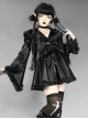 Gothic Black PU Soft Leather Frill Skirt