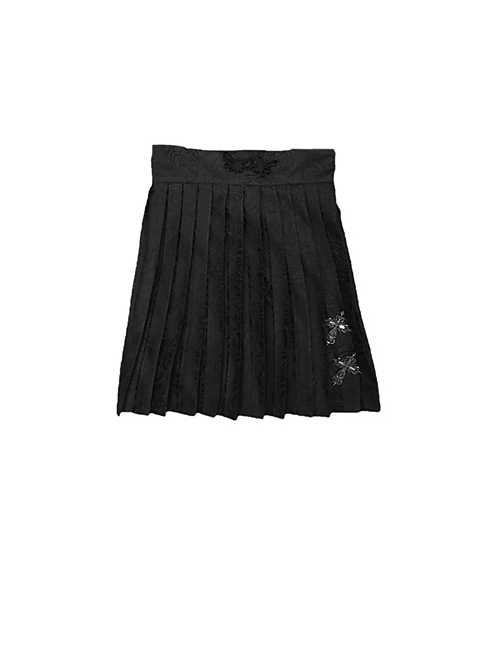 Darkness Feast Series Black Rose Jacquard Gothic High Waist Skirt