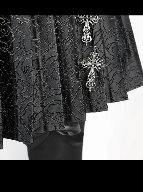 Darkness Feast Series Black Rose Jacquard Gothic High Waist Skirt