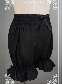 Cotton Black Lace Bowknot Lolita Bloomers