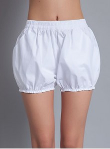 Concise Pure Cotton White Lolita Bloomers