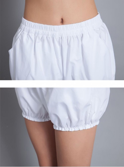 Concise Pure Cotton White Lolita Bloomers