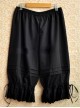 Accordion Pleats Lace Wide-leg Black Lolita Bloomers