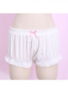 Pure White Cute Pink Bowknot Sweet Lolita Bloomers