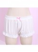 Pure White Cute Pink Bowknot Sweet Lolita Bloomers