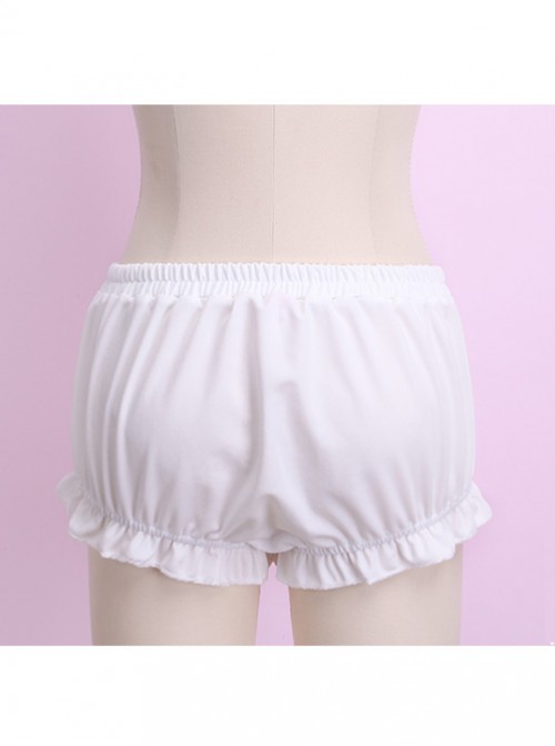 Pure White Cute Pink Bowknot Sweet Lolita Bloomers