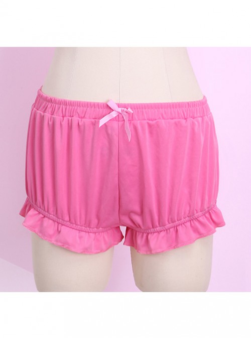 Pure Rose Red Cute Pink Bowknot Sweet Lolita Bloomers