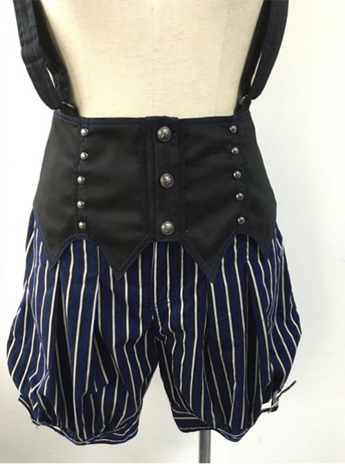 Shibuya Bloodsucker Bat Earl Dark Blue Stripes Harajuku Style Punk Lolita Bloomers