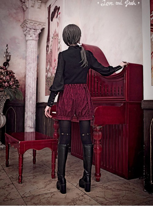 Love And Death Series Printing Wine Red Lolita Bloomers