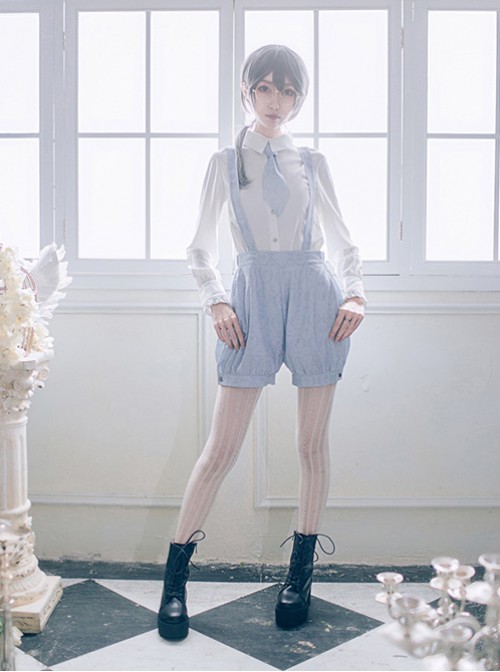 Love And Death Series Printing Blue-gray Lolita Bloomers