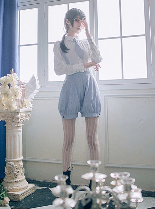 Love And Death Series Printing Blue-gray Lolita Bloomers