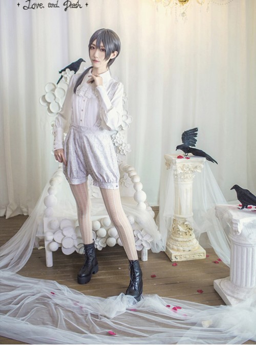 Love And Death Series Printing Rice Gray Lolita Bloomers