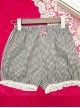 Cute Plaid Printing White Lace Sweet Lolita Short Bloomers