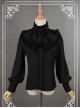 Black High Collar Bowknot Lantern Sleeve Lolita Blouse