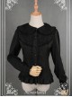 Black Lace Lapel Chiffon Long-sleeved Lolita Blouse