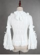 White Lace Short Sleeve And Flare Sleeve Lolita Hang The neck Blouse