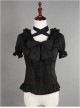 Black Lace Short Sleeve And Flare Sleeve Lolita Hang The neck Blouse