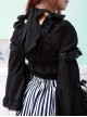 Black Lace Short Sleeve And Flare Sleeve Lolita Hang The neck Blouse