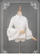 White Retro Mercerized Cotton Lace Flare Sleeve Lolita Blouse