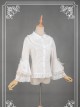 White Retro Mercerized Cotton Lace Flare Sleeve Lolita Blouse