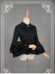 Black Retro Mercerized Cotton Lace Flare Sleeve Lolita Blouse