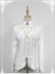 White Long Sleeve Cotton Stand Collar Bead Chain Lolita Blouse