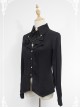 Black Long Sleeve Cotton Stand Collar Bead Chain Lolita Blouse