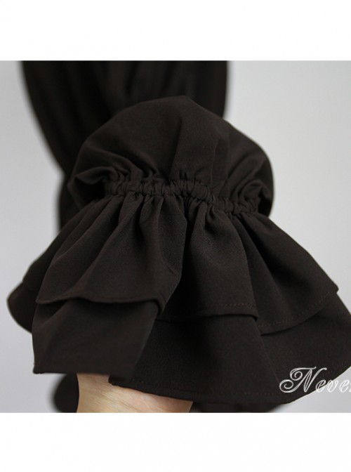 Chocolate Flare Sleeve Long Sleeve Bowknot Lolita Blouse