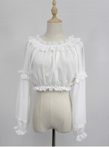 White Round Collar Agaric Laces Bottoming Shirt Lolita Blouse