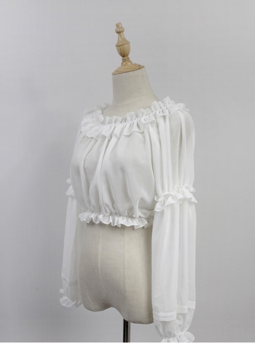 White Round Collar Agaric Laces Bottoming Shirt Lolita Blouse